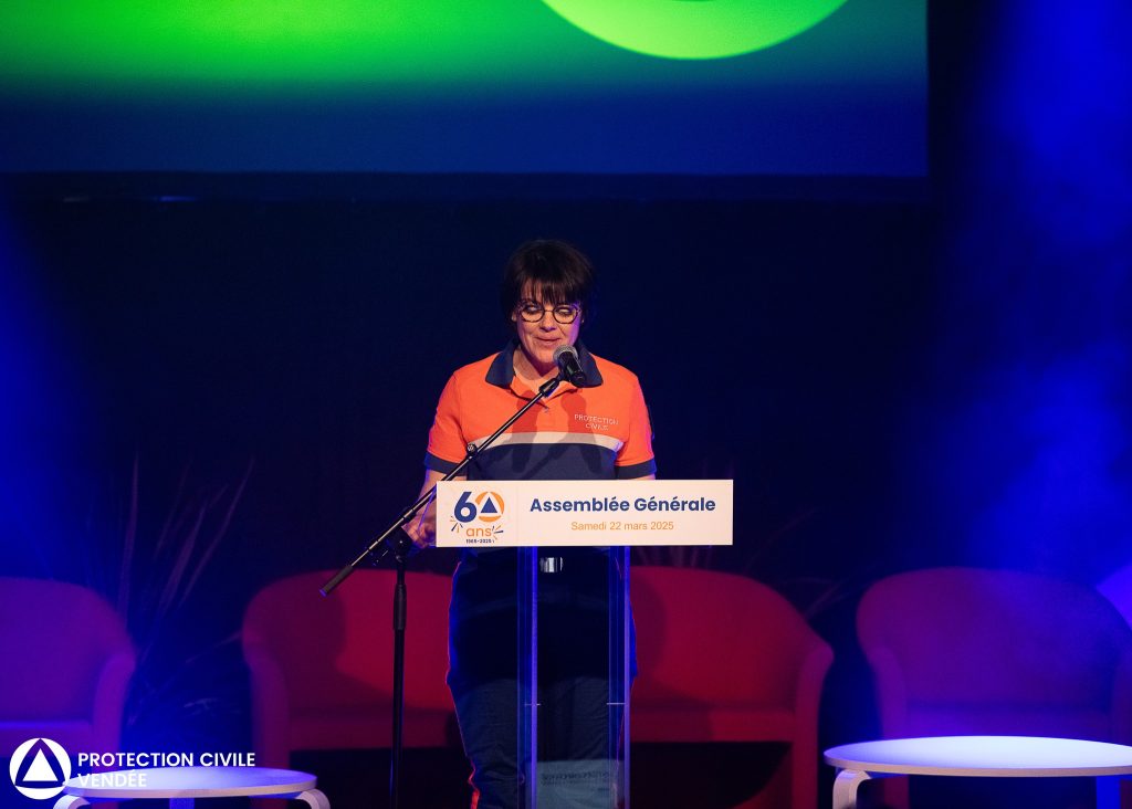 Discours de Céline Peigney, présidente de l'association de la Protection Civile de la Vendée lors de l'assemblée générale des 60ans